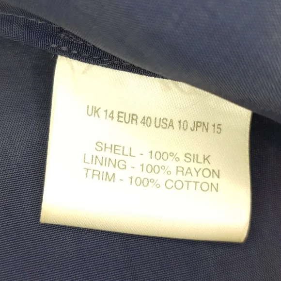 Silk Nicole Farhi Ballgown Navy Blue & Bronze full skirt Strapless bodice UK 14 - Picture 12 of 12